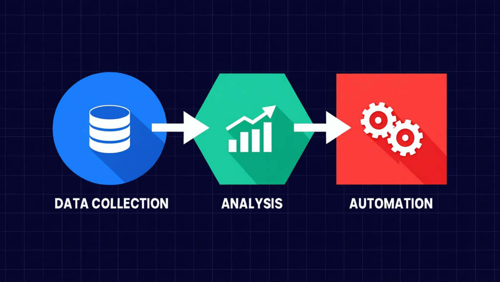 Workflow diagram showing how AI in digital marketing enables automation from data collection to campaign execution.