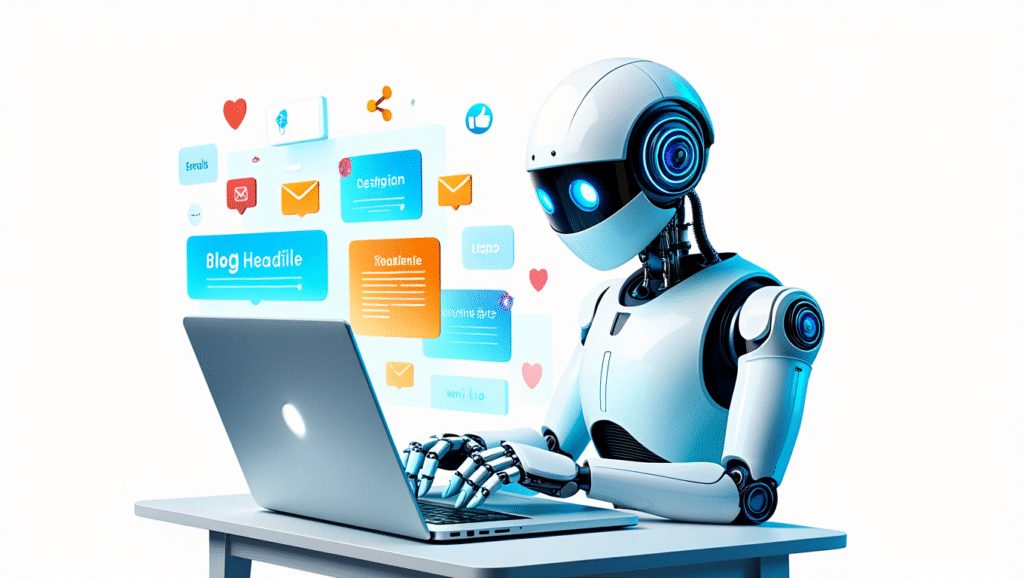 ChatGPT and AI text generator used in AI in digital marketing to create blogs and social media content.