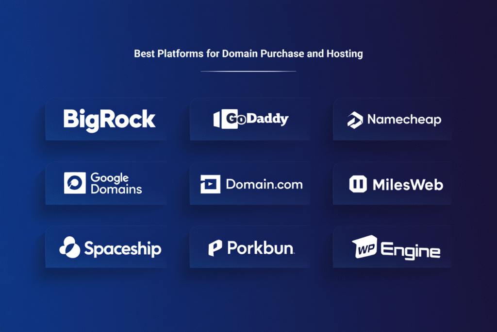 10 best platforms for domain purchase and hosting.